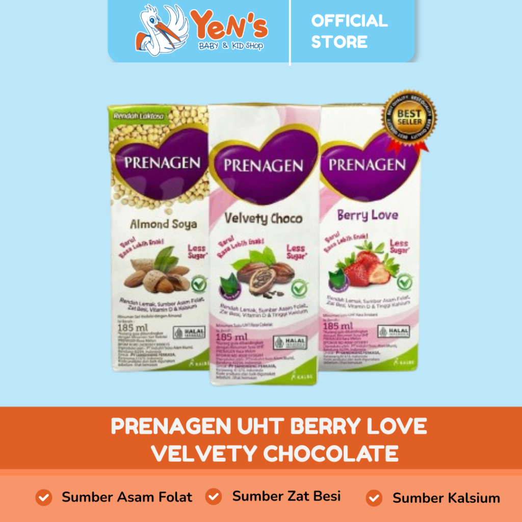 PRENAGEN UHT Berry Love / Velvety Choco 185 ml - Susu UHT Untuk Ibu Hamil
