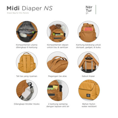 NERTUR Tas Perlengkapan Bayi Diaper Bag Midi Diaper NS thumbnail 2