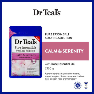 Dr Teal's Pure Epsom Salt Soaks/Garam Berendam - Rose Essential Oil 1360 G