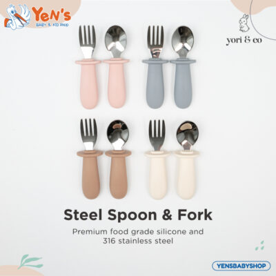 yoriandco Baby Steel Spoon & Fork Set / Sendok Garpu Bayi Anak