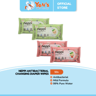 Neppi Antibacterial Changing Diaper Wipes - 50s (Buy 1 Get 1 free) Tisu Basah Bayi