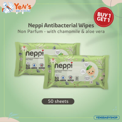 Neppi Antibacterial Changing Diaper Wipes - 50s (Buy 1 Get 1 free) Tisu Basah Bayi thumbnail 2