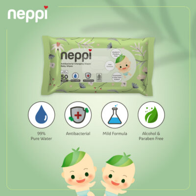 Neppi Antibacterial Changing Diaper Wipes - 50s (Buy 1 Get 1 free) Tisu Basah Bayi thumbnail 3