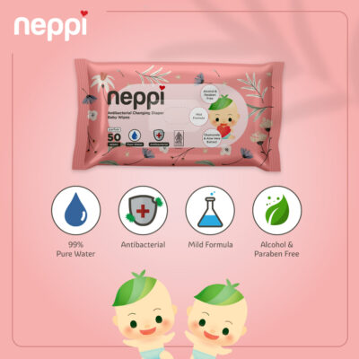 Neppi Antibacterial Changing Diaper Wipes - 50s (Buy 1 Get 1 free) Tisu Basah Bayi thumbnail 6