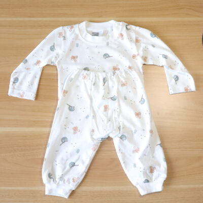 KIKI PUP Setelan oblong panjang bayi kancing pundak motif monkey thumbnail 3