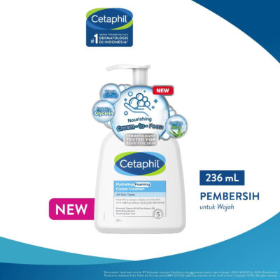 Cetaphil Hydrating Foaming Cream Cleanser 236ml dengan Prebiotic Aloe, Vitamin B3 dan B5
