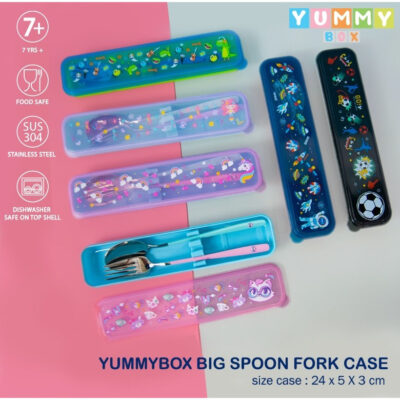 YUMMY BOX Spoon Fork & Case - Sendok Garpu set Anak / Dewasa Stainless YM1023