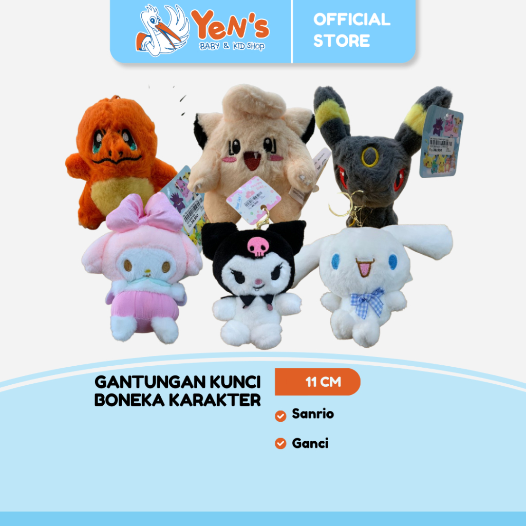 Gantungan Kunci Boneka Karakter Sanrio / Kuromi / Melody / Pokemon