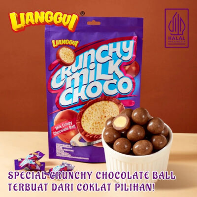 Lianggui Crunchy Milk Choco Coklat Yang Crunchy 90g HALAL