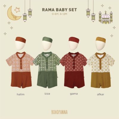 BOHOPANNA - RAYA COLLECTION - RAMA BABY SET - Baju Muslim Bayi - Baju Lebaran Bayi - Baju Muslim Anak
