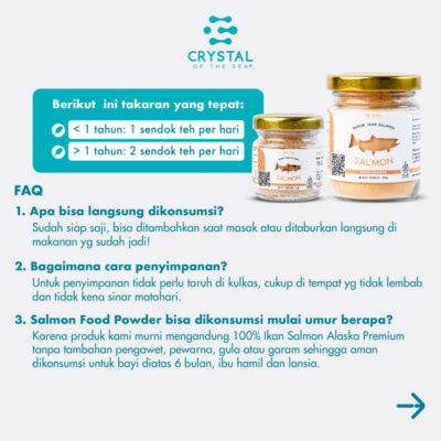 Crystal of the Sea Salmon Powder 20GR - Bubuk Ikan Salmon - Bumbu Kaldu MPASI NON MSG ( HALAL ) thumbnail 3