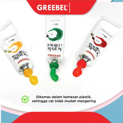 GREEBEL ACRYLIC COLOUR PAINTING 10 ML / melukis art & proffesional tidak beracun cerah thumbnail 4