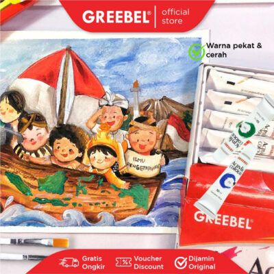 GREEBEL ACRYLIC COLOUR PAINTING 10 ML / melukis art & proffesional tidak beracun cerah thumbnail 6