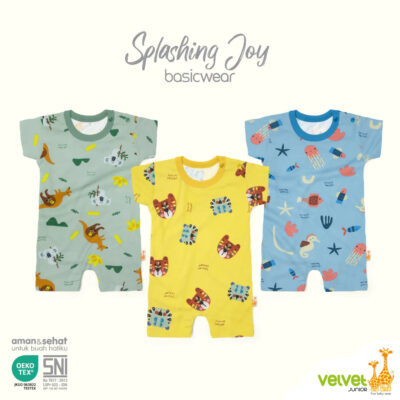 Velvet Junior Jumper Bayi Bodysuit Segiempat - BasicWear Splashing Joy (1PCS)