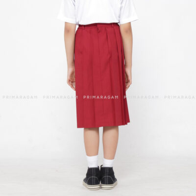 Rok seragam sekolah sd merah pendek rempel lipit atas ban pinggang karet - primaragam thumbnail 3