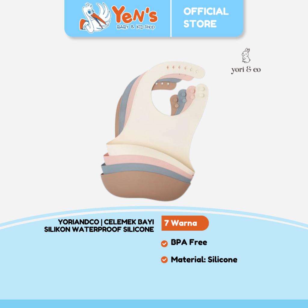 yoriandco | Celemek Bayi Silikon Waterproof Silicone Baby Peralatan Makan Bayi Bib BPA Free