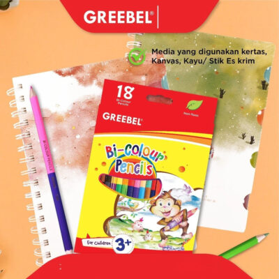 GREEBEL Pensil Warna 7212 BI COLOUR ISI 12 /18 - Coloring / Colour Pencils Cerah tidak beracun thumbnail 5