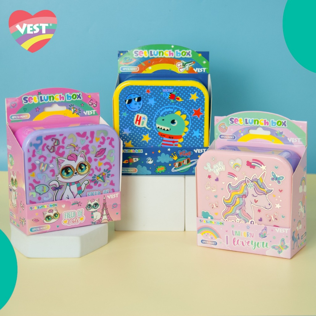 VEST lunchbox set 4pcs container snacks / tempat makan anak U2085