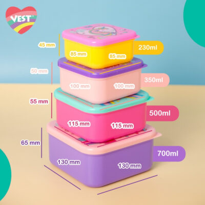VEST lunchbox set 4pcs container snacks / tempat makan anak U2085 thumbnail 2