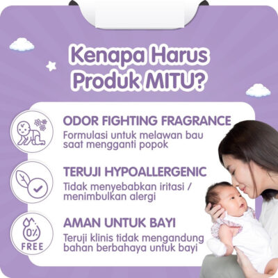 Mitu Baby wipes - Tisu Basah Ganti Popok Playful Fressia 50'S Beli 1 Gratis 1 - Tisu Basah Bayi thumbnail 2
