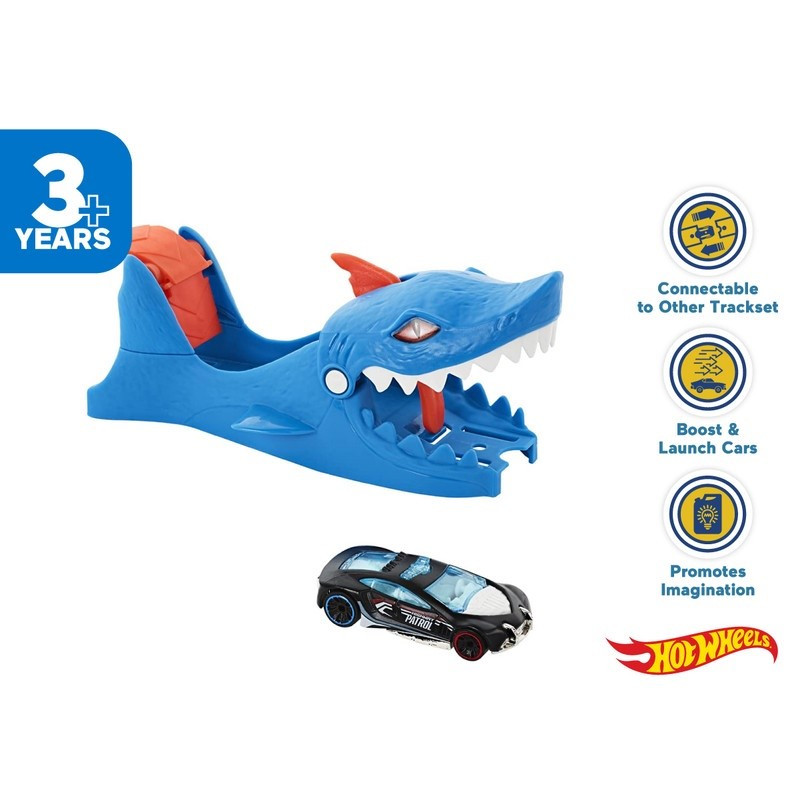 Hot Wheels Shark Launcher Playset - Mainan Trek Mobil Balap GVF41