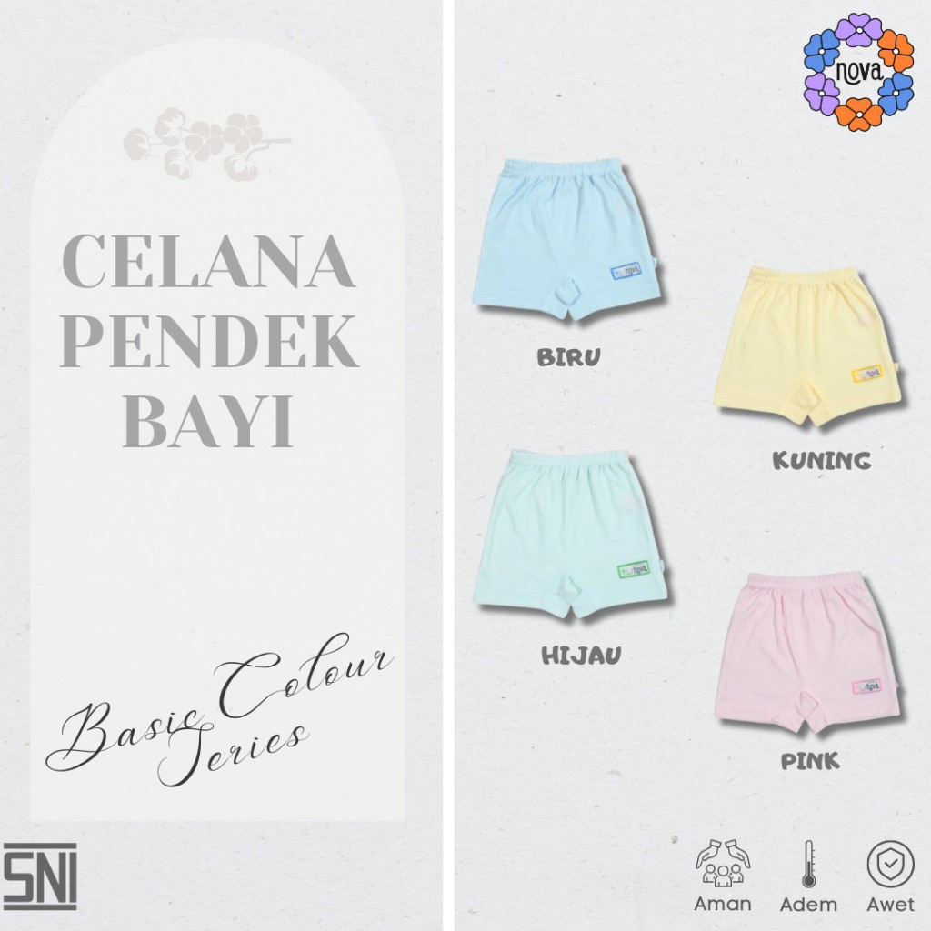 NOVA Celana Pendek Anak Kecil Basic Color Warna S/M/L