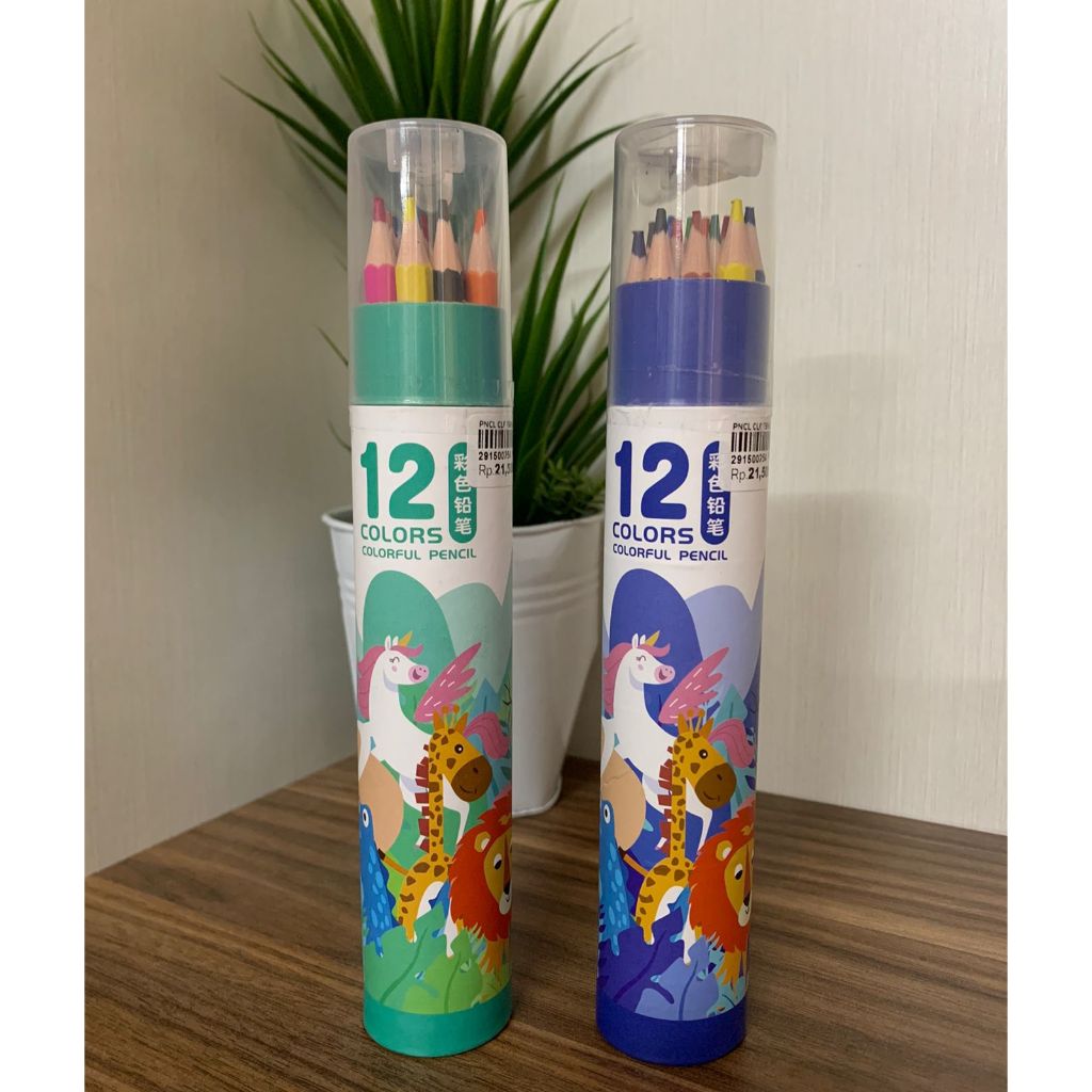 Pensil Warna Tabung 12/24/36 Warna + Rautan ZY3147 / Colourful Pencil Karakter Unicorn Animals