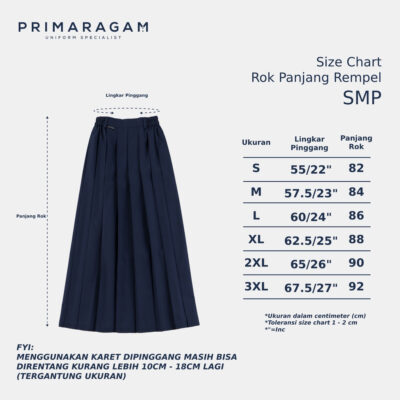 Rok seragam sekolah smp panjang biru rempel lipit atas S-XXXL thumbnail 5
