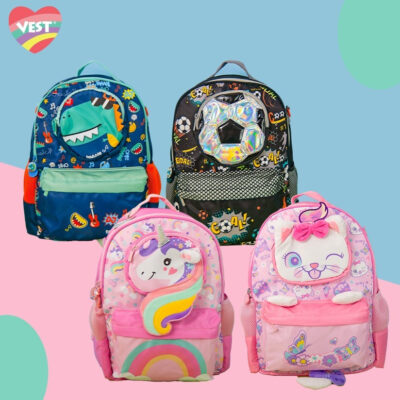 VEST Backpack Kids U2055 - Tas Ransel anak besar untuk SD Dino/Unicorn/Panda thumbnail 7
