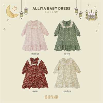 BOHOPANNA - RAYA COLLECTION - ALLIYA BABY DRESS - Dress Muslim Anak - Baju Muslim Anak Perempuan