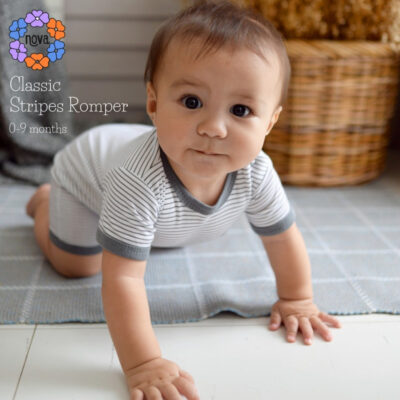 NOVA Jumpsuit Bayi Brown Grey Stripe Series - Jumper Bayi 0-9 Bulan (1 Pcs) thumbnail 2