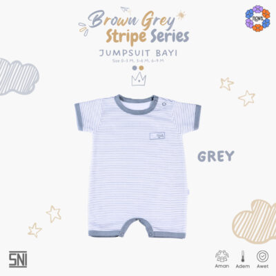 NOVA Jumpsuit Bayi Brown Grey Stripe Series - Jumper Bayi 0-9 Bulan (1 Pcs) thumbnail 3