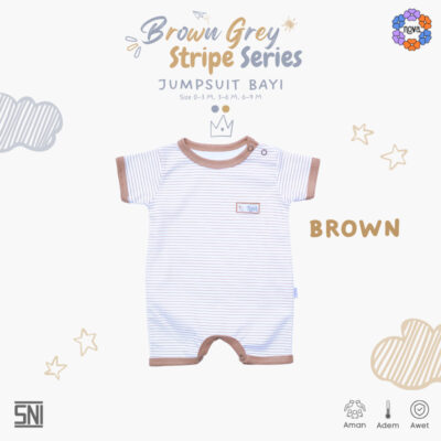 NOVA Jumpsuit Bayi Brown Grey Stripe Series - Jumper Bayi 0-9 Bulan (1 Pcs) thumbnail 4