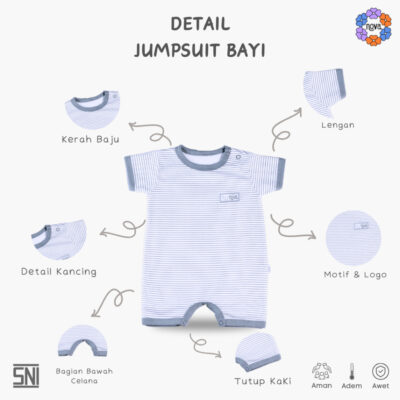NOVA Jumpsuit Bayi Brown Grey Stripe Series - Jumper Bayi 0-9 Bulan (1 Pcs) thumbnail 5