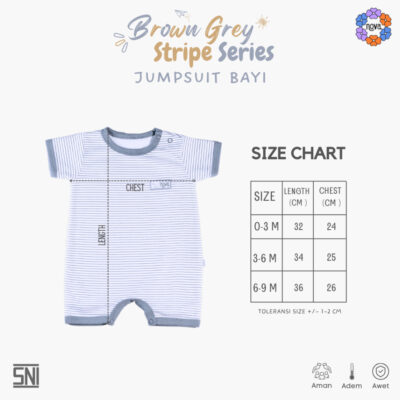 NOVA Jumpsuit Bayi Brown Grey Stripe Series - Jumper Bayi 0-9 Bulan (1 Pcs) thumbnail 6
