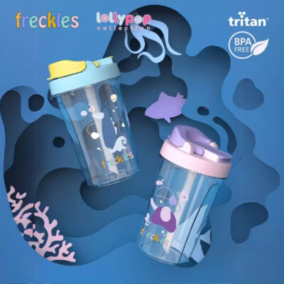 Freckles Lollypop Dual Straw Sippy Bottle 400ml / Botol Minum Anak Tritan Bottle BPA FREE thumbnail 2