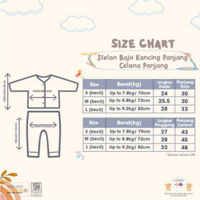 LIBBY Setelan Baju Panjang Anak Kecil Laki - Laki & Perempuan Motif Timeless Collection (1 stel) thumbnail 3