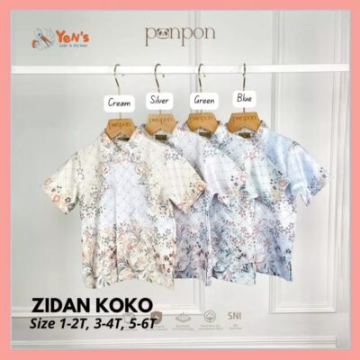 Ponpon Kemeja Koko Anak Zidan Series - Baju Koko Silk Anak Lengan Pendek Premium