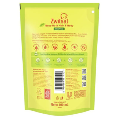 Zwitsal Baby Bath Hair & Body Aloe Vera Refil 400mL / Shampoo & Sabun Cair Bayi thumbnail 2