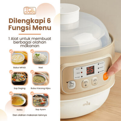 Emily Slow Cooker + Steamer 0,8 Lt ESC-37006 / MPASI Cooker thumbnail 5
