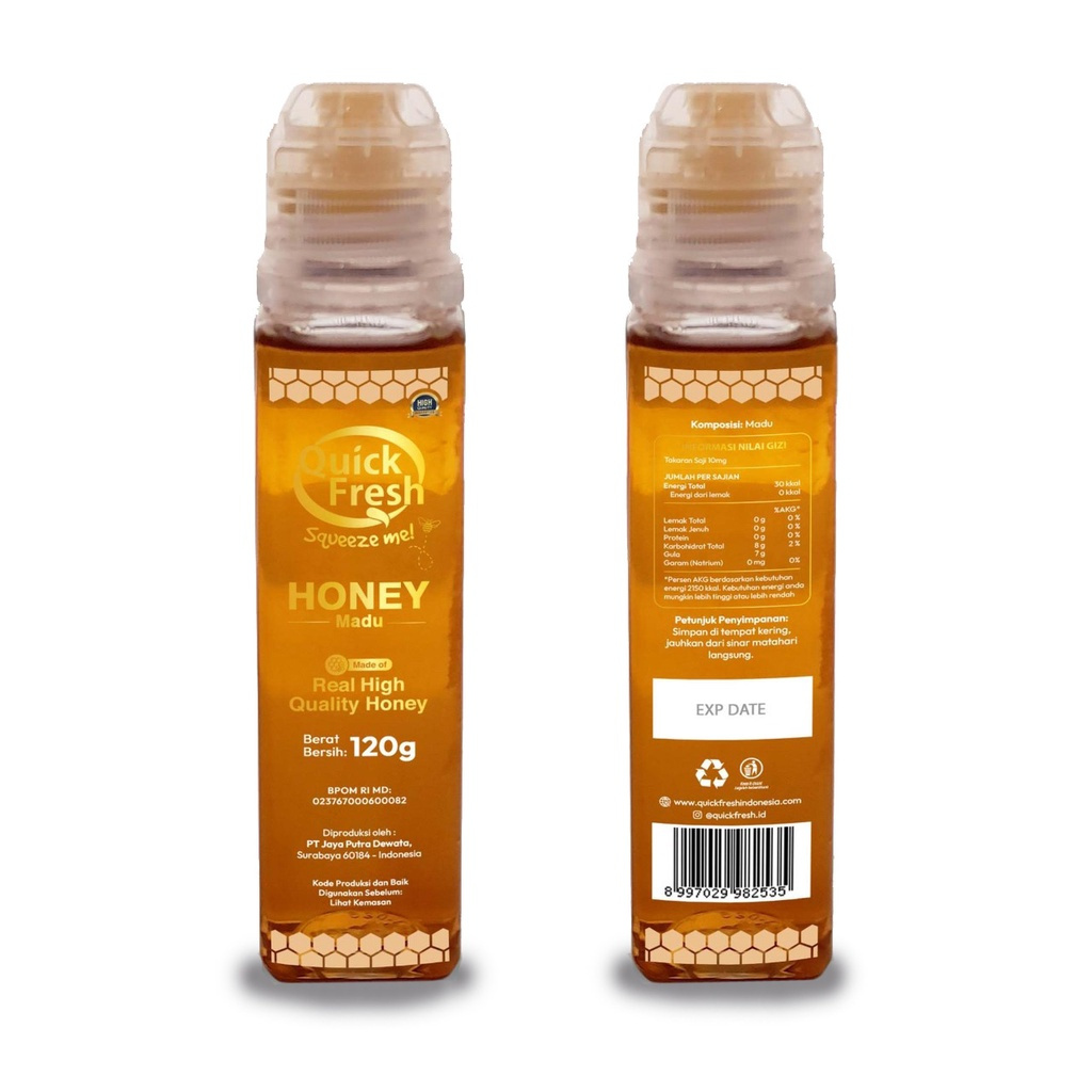 Quick Fresh Honey 120gr / Madu Murni Asli (With Flip Bottle)