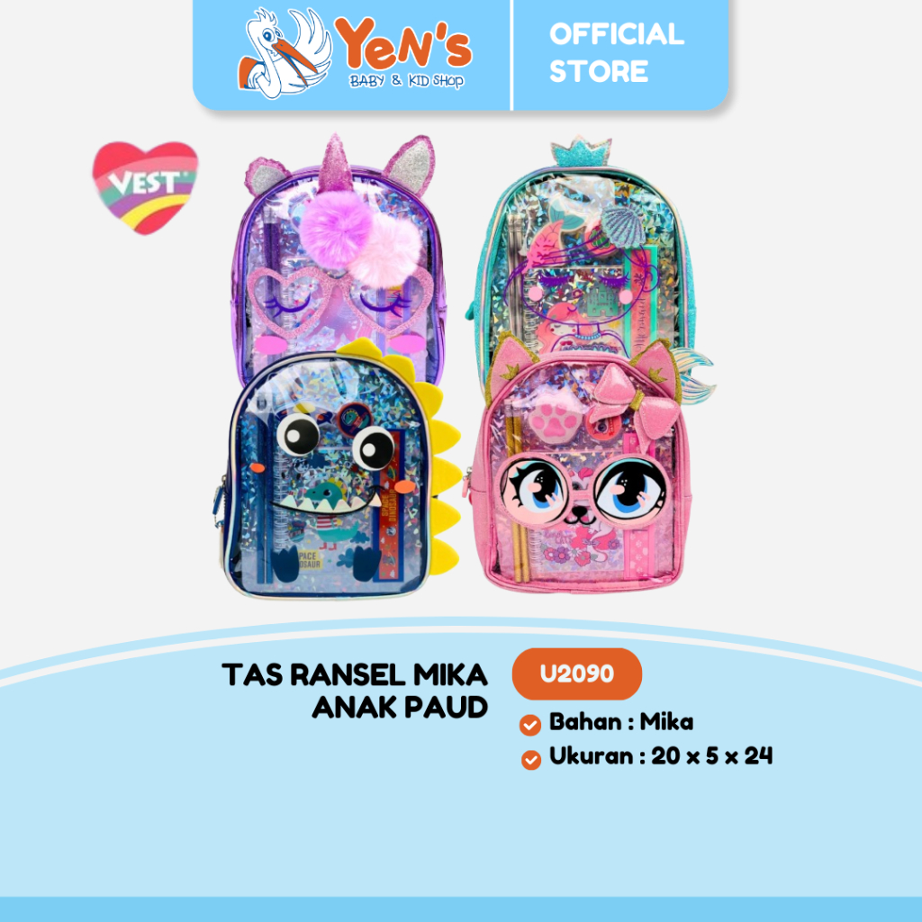 Tas Ransel Mika Hologram Anak Paud / Backpack Stationary Set - Vest