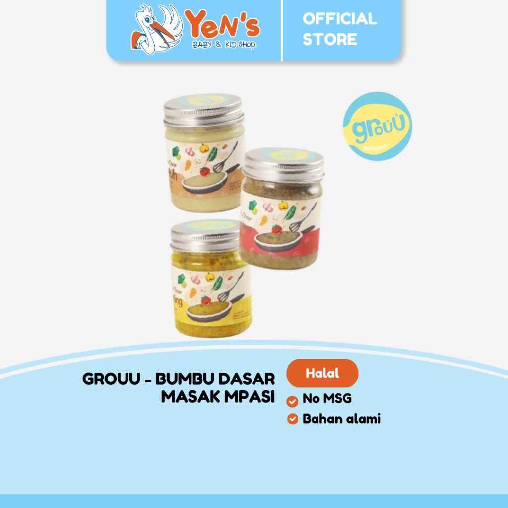 Grouu - Bumbu Dasar Masak MPASI Putih, Rendang, Kuning - Alami No MSG - HALAL