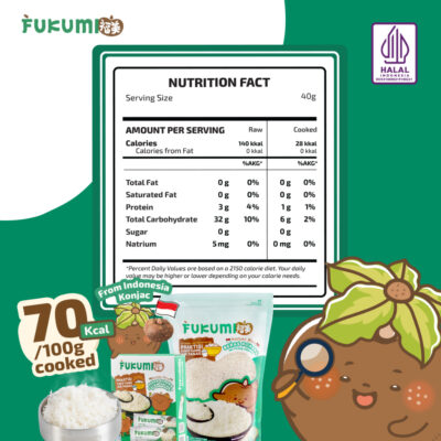 FUKUMI Beras Porang Box Sachet - Shirataki/Konjac Rice - isi 7 Sachet @40g thumbnail 2