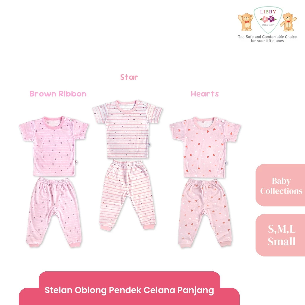 LIBBY Setelan Piyama Pendek Celana Panjang Anak Perempuan Motif Timeless Collections (1 stel)