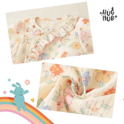 Hughub - Jumper bayi perempuan motif pita pink + BANDO jumpsuit newborn premium usia anak 3-12 bulan thumbnail 4