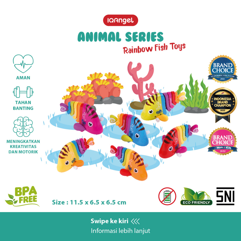 IQ Angel Rainbow Fish Toys / Mainan Edukasi Bayi / Mainan Ikan Bergerak