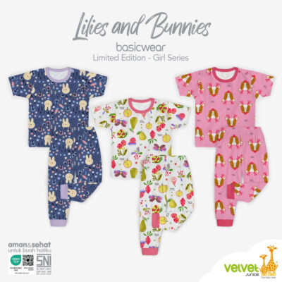 Velvet Junior Setelan Limited DreamWear Kancing Pundak Pendek Celana Panjang - Lilies And Buddies ( 1 Stel)