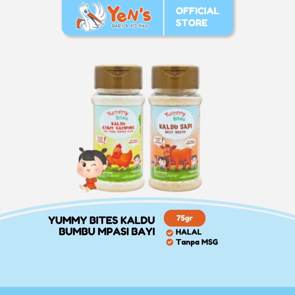 Yummy Bites Kaldu Bumbu MPASI Bayi 75gr - Beef / Chicken Broth for Baby NO MSG