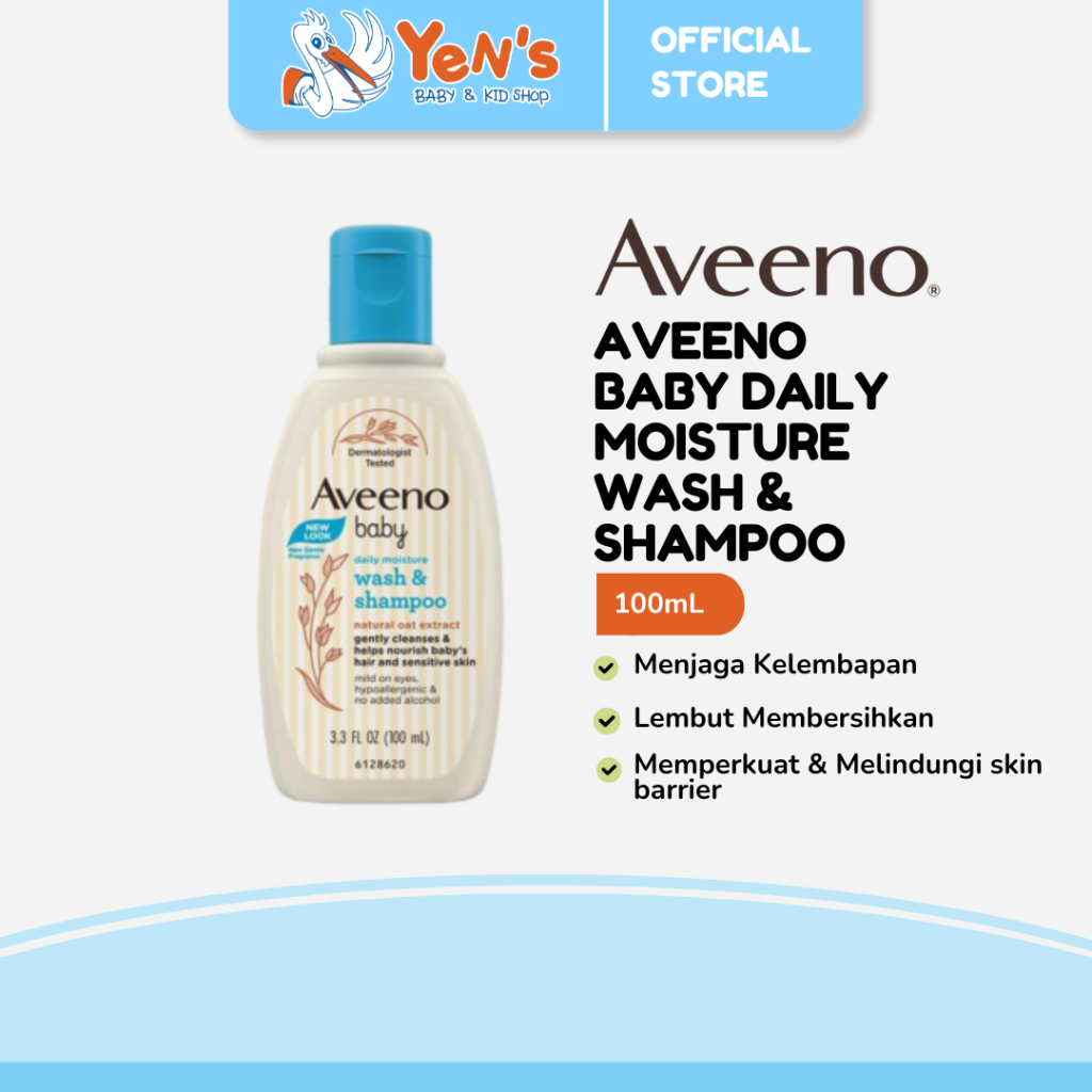 Aveeno Baby Daily Moisture Wash & Shampoo 100mL -Sabun & Shampoo Bayi untuk Kulit Normal & Kering